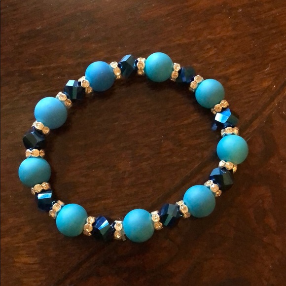 Hematite Matte Stone Blue Bracelet - Picture 2 of 3